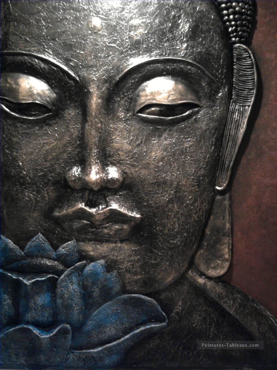 Tête de Bouddha en argent bouddhisme Peintures à l'huile